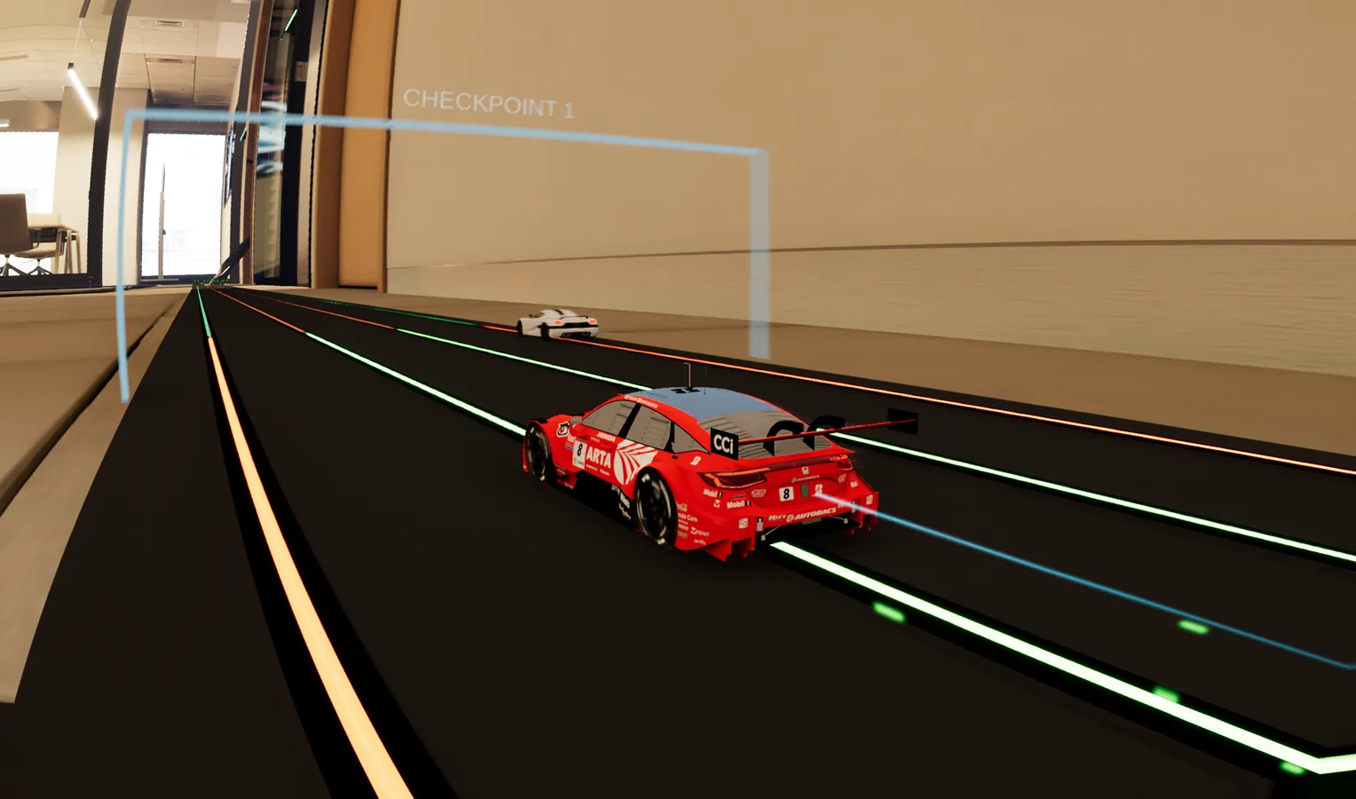 Office corridor at speed
